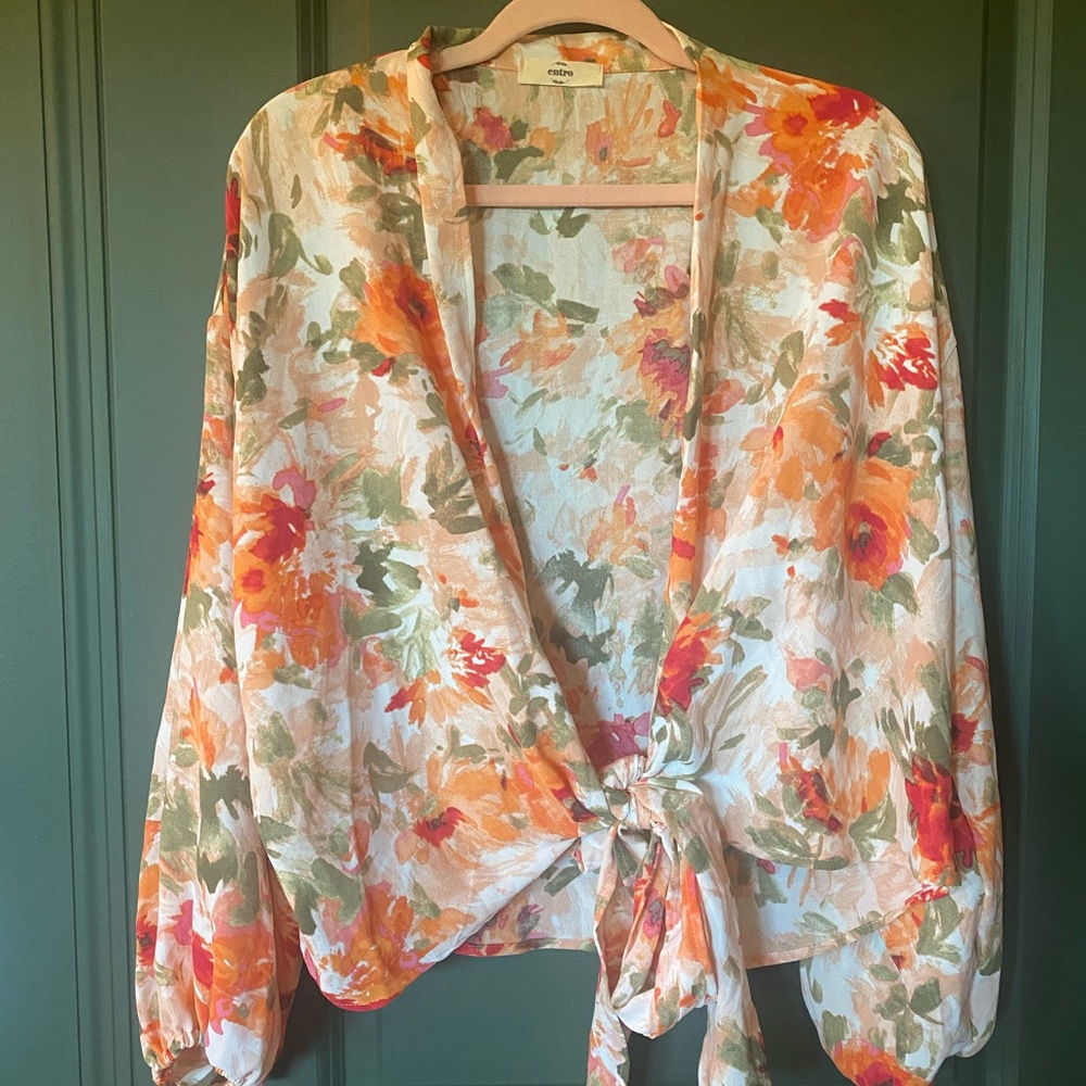 Floral Tie-Front Blouse